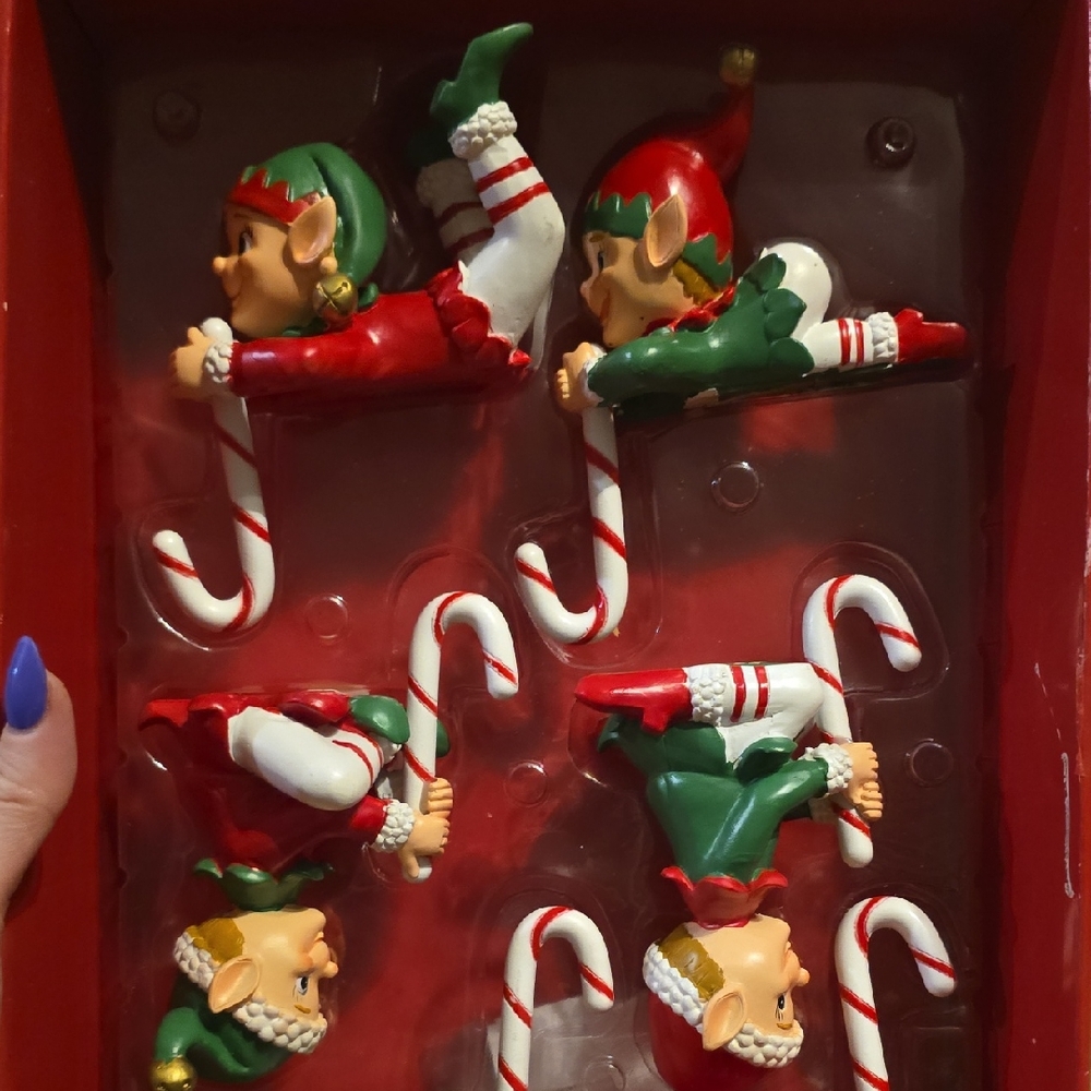 Christmas Elf Stocking Hangers Set Of 6
